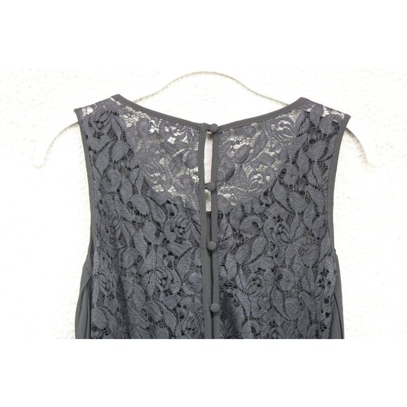 Umgee Black Sleeveless Lace Chiffon Pleated A-Line Dress-Medium-Goth-Witchy - Picture 12 of 12